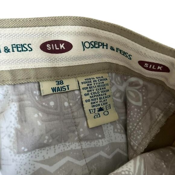 Joseph & Feiss Shorts Men's Sz 38 Khaki 100% Silk Chino Pleated Resort Vacay NWT - Picture 9 of 15